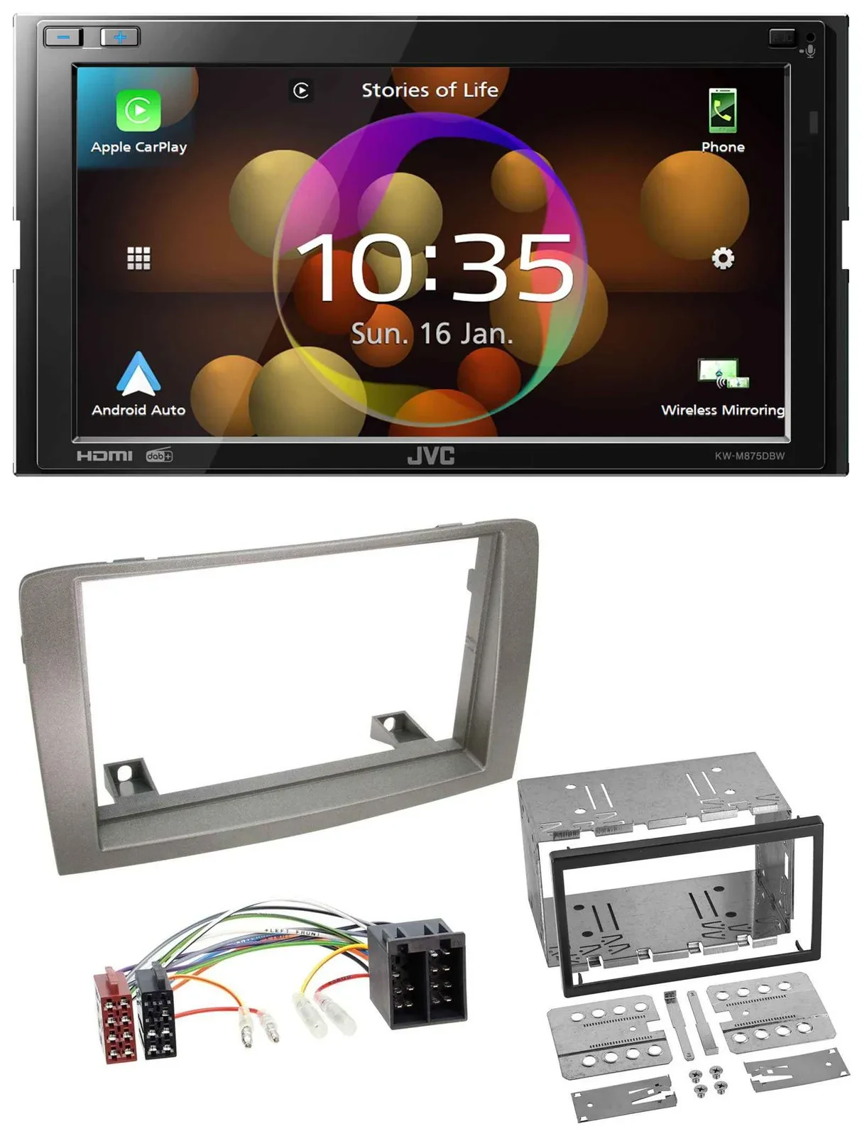 JVC DAB MP3 2DIN Bluetooth USB Autoradio für Lancia Musa (2004-2012)