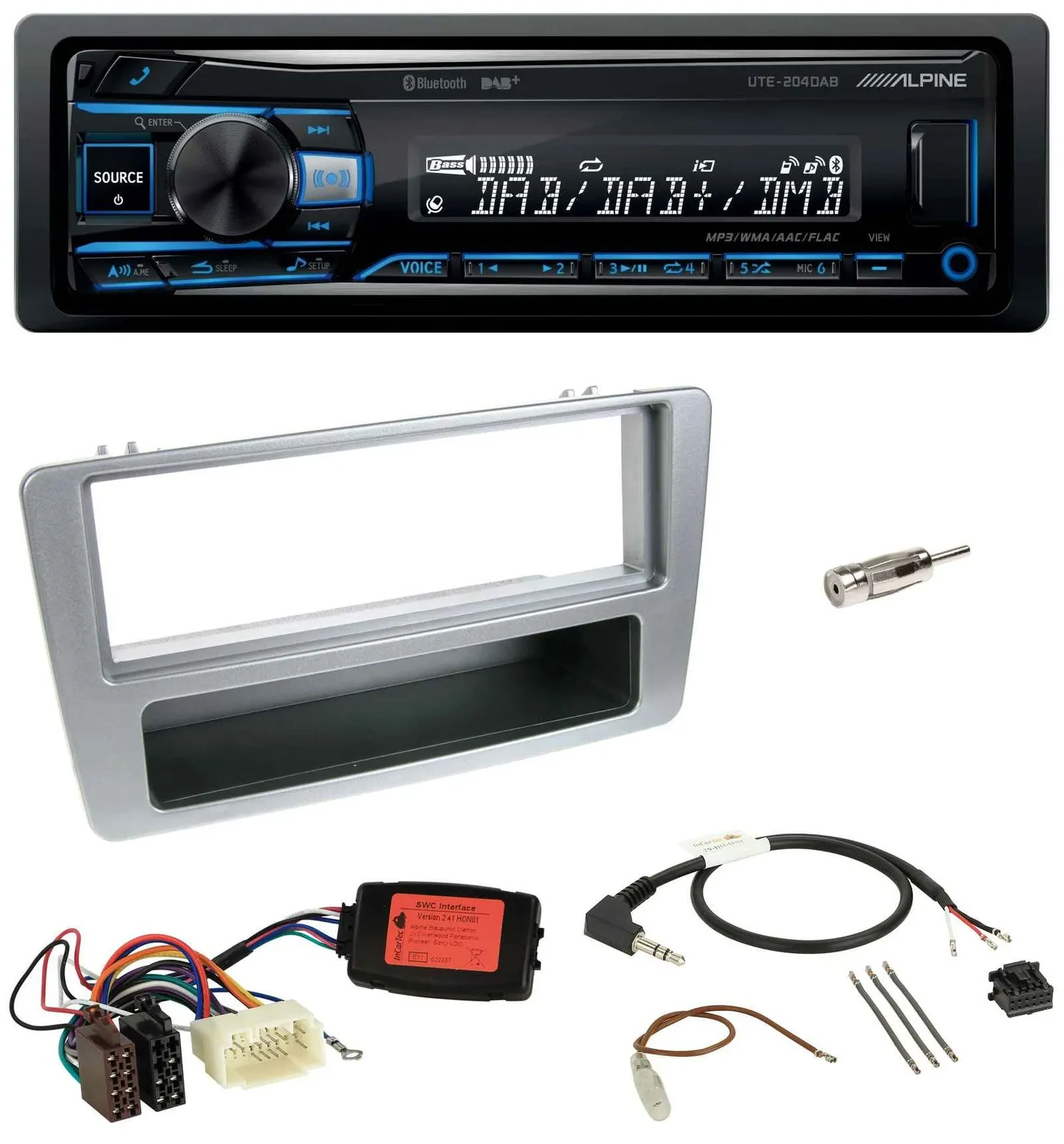 Alpine USB Bluetooth DAB Lenkrad Autoradio für Honda Civic 2001-2003 silber