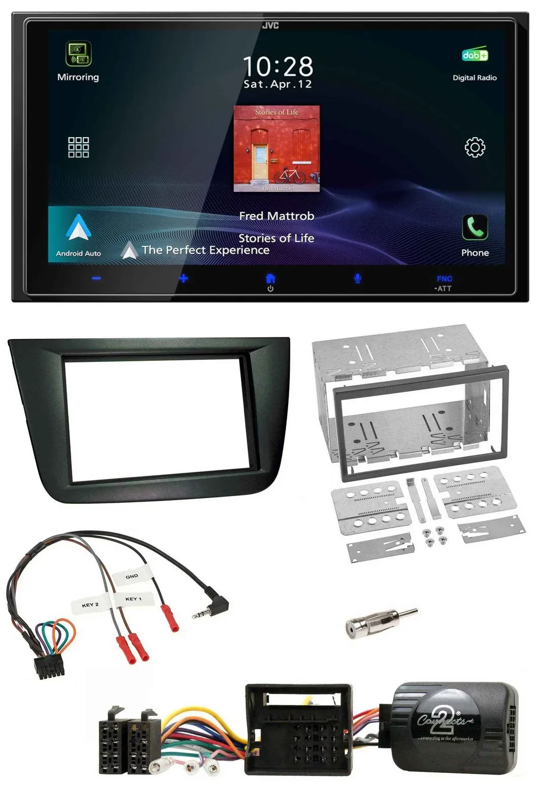 JVC USB Bluetooth 2DIN DAB Lenkrad Autoradio für Seat Altea Toledo schwarz