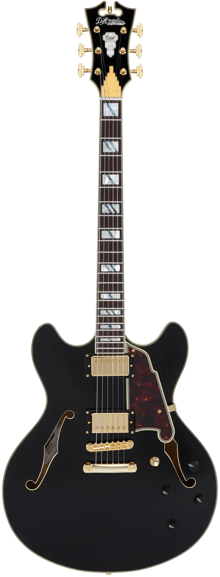 Электрогитара полуакустическая D'Angelico Excel DC Solid Black with Stopbar