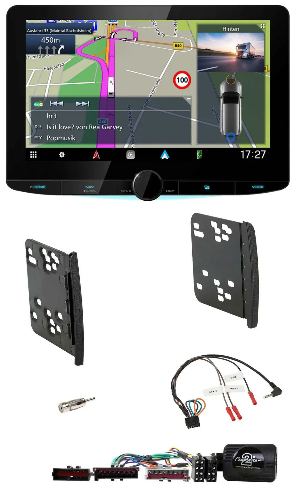 Kenwood Bluetooth DAB TMC 2DIN Lenkrad USB Navigation für Ford Focus Galaxy Mond