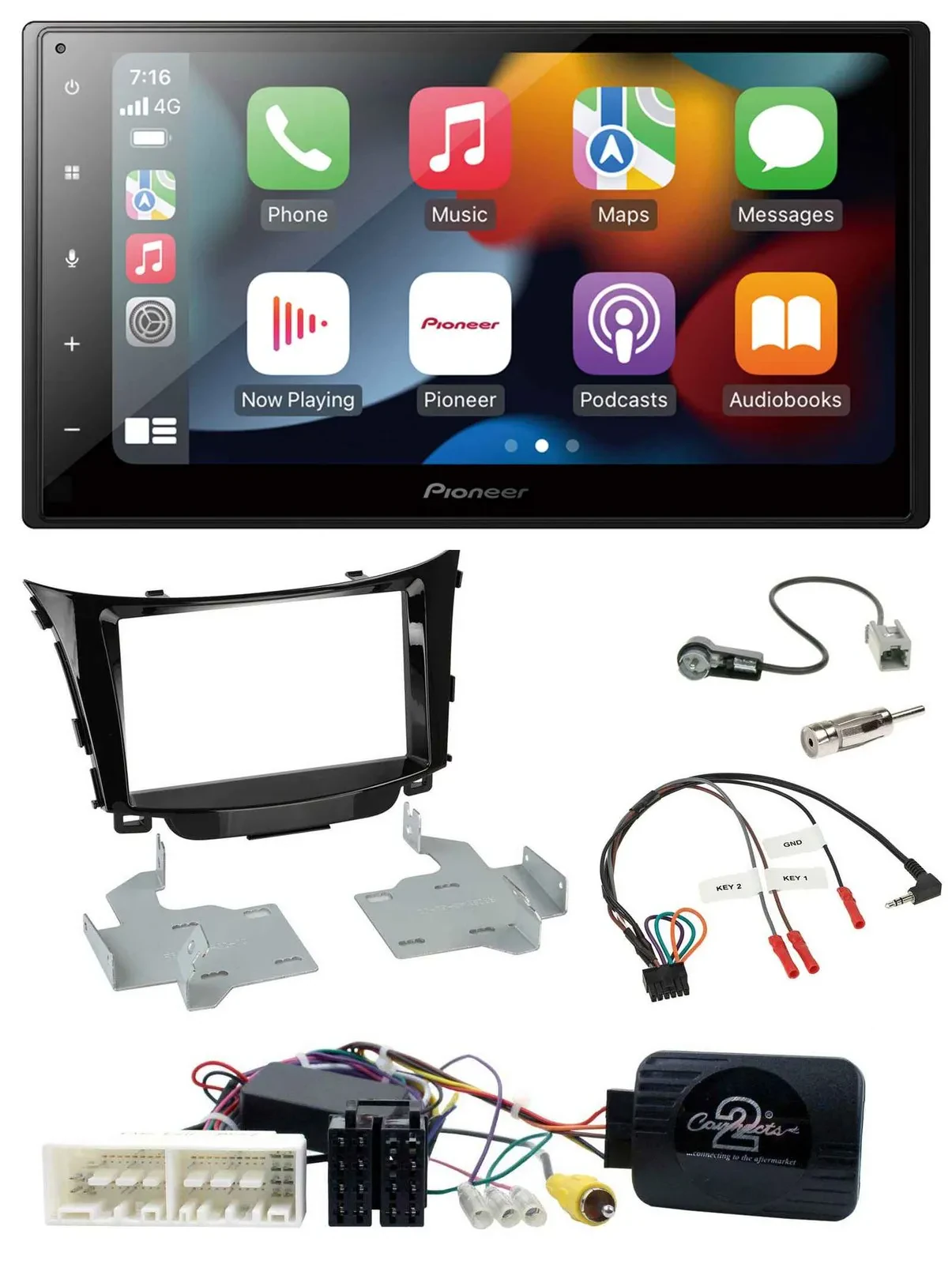 Автомагнитола для Hyundai i30 (с 2017) Pioneer 2DIN, DAB, Bluetooth, USB, управление с руля