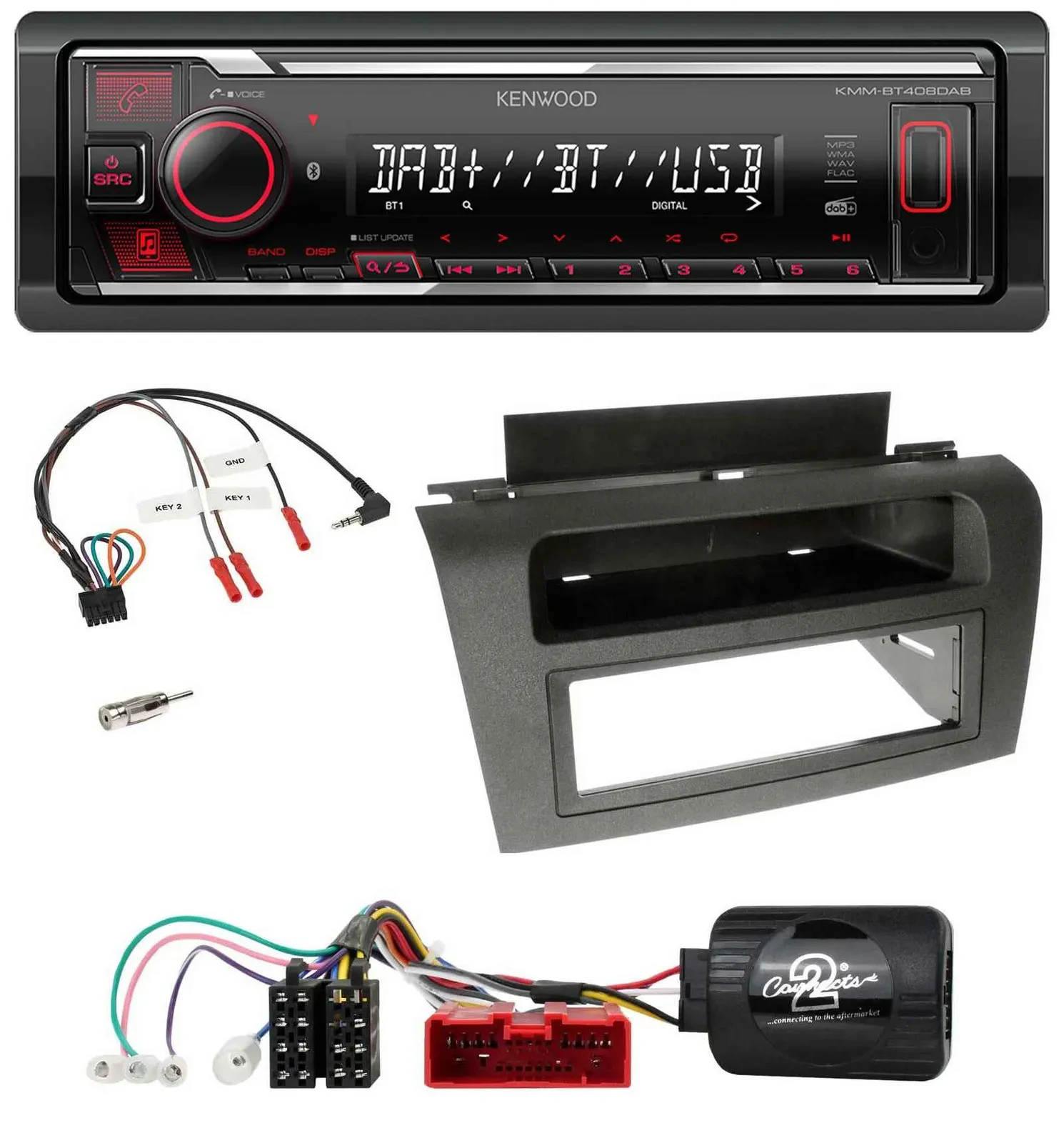 Автомагнитола Kenwood Bluetooth USB DAB для Mazda 3 (2003–2009) с поддержкой управления на руле
