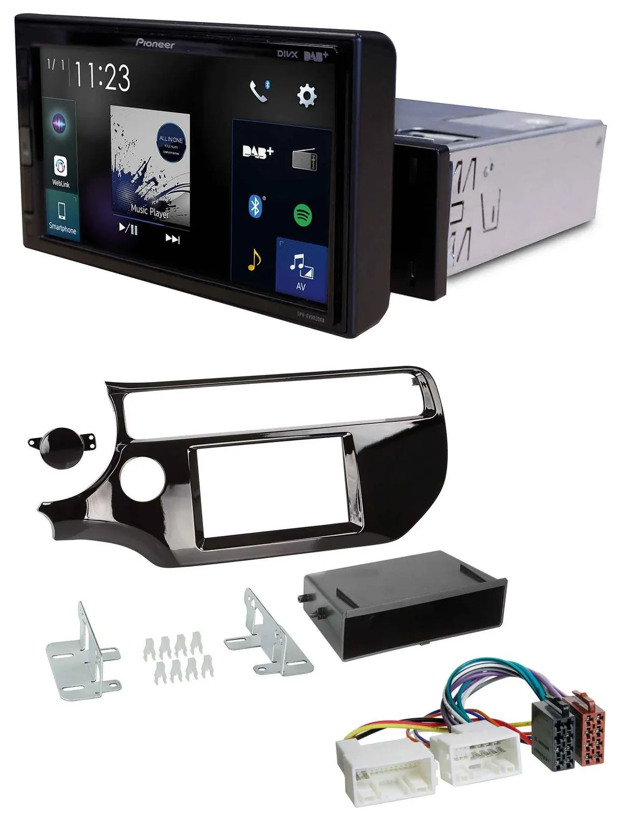 Pioneer DAB MP3 Bluetooth USB Autoradio für Kia Rio UB ab 2015 piano-schwarz
