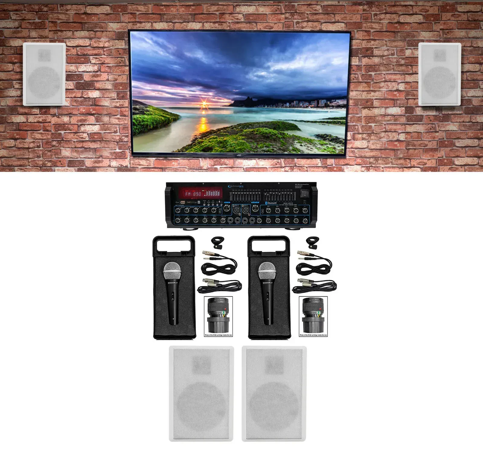 Караоке-система Technical Pro MM2000BT Bluetooth, 4 x 5.25" белые колонки (набор)