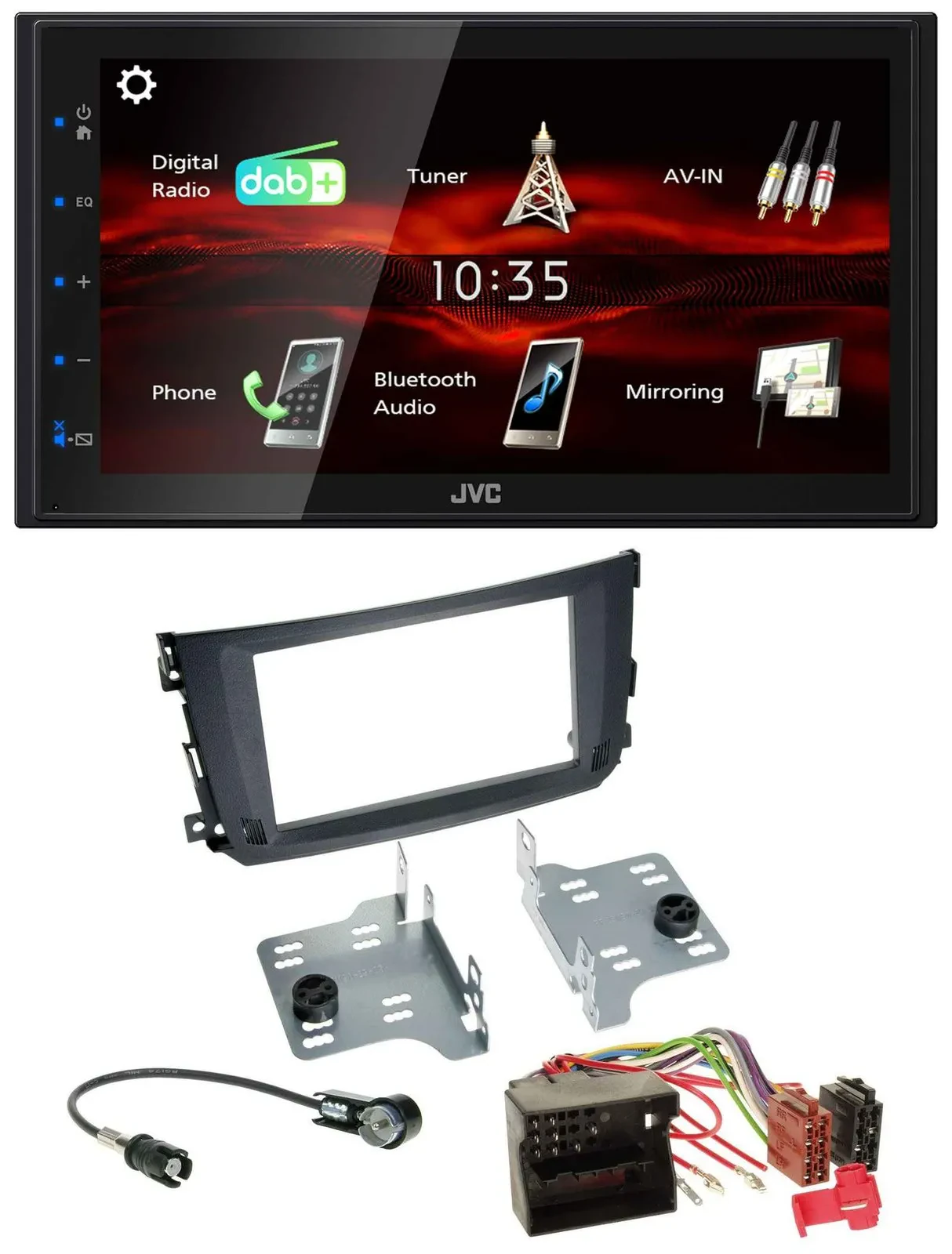 JVC USB Bluetooth MP3 DAB 2DIN Autoradio für Smart ForTwo 2010-14 Quadlock