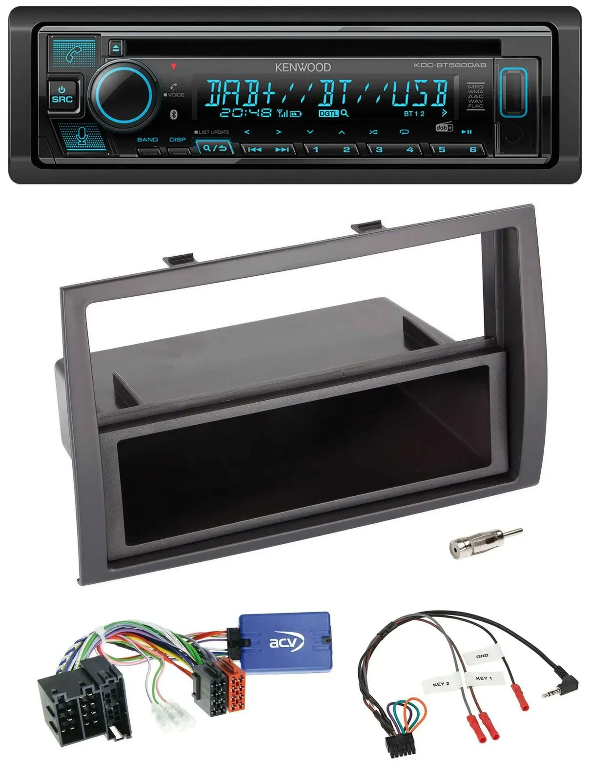 Kenwood Bluetooth DAB CD Lenkrad USB Autoradio für Fiat Ducato 2008-2011 schwarz