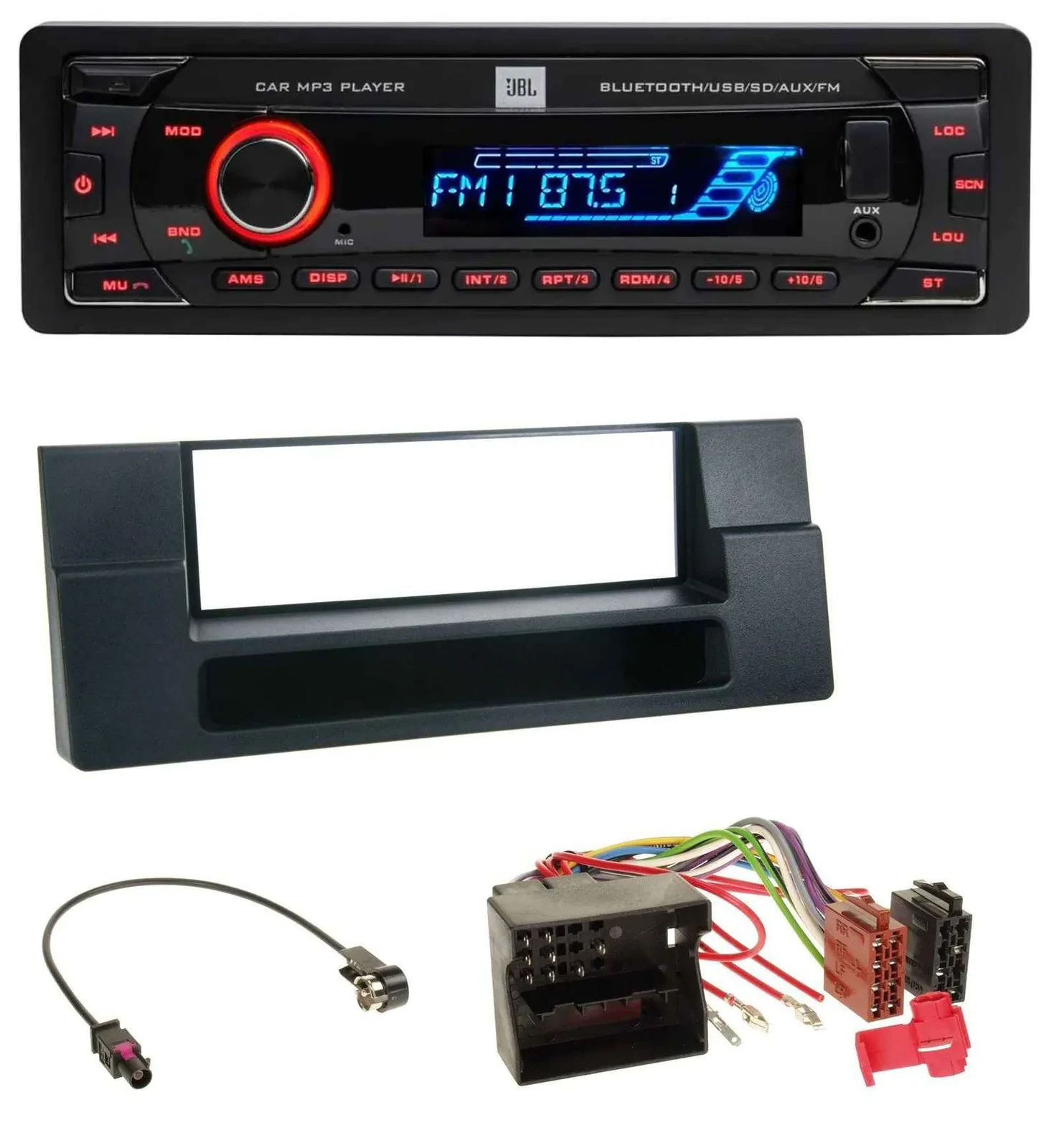 JBL AUX MP3 USB Bluetooth SD Autoradio für BMW X5 E53 5er E39 Quadlock Ablagefac
