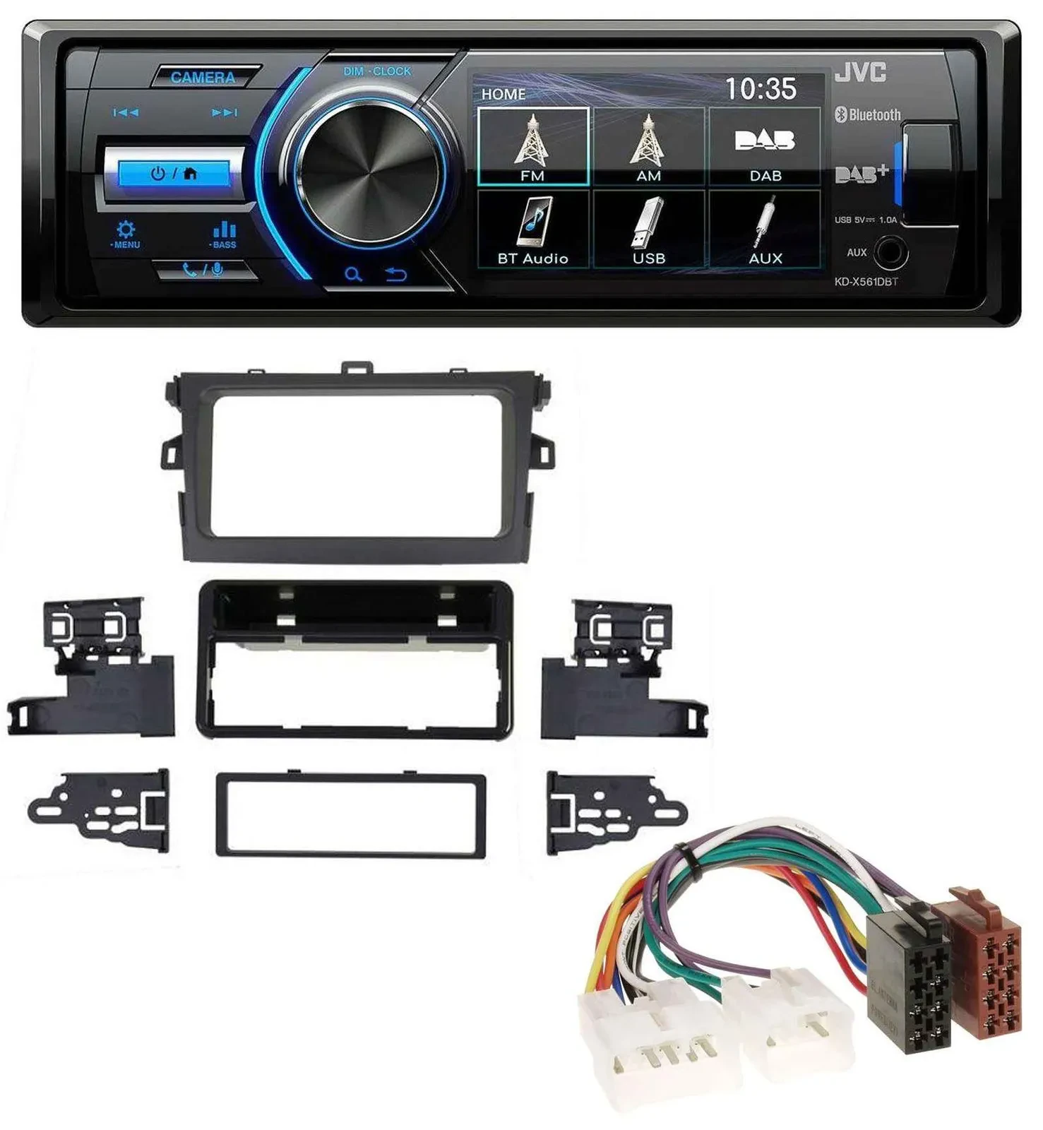 JVC Bluetooth MP3 USB DAB Autoradio für Toyota Corolla 2009-2012 silber