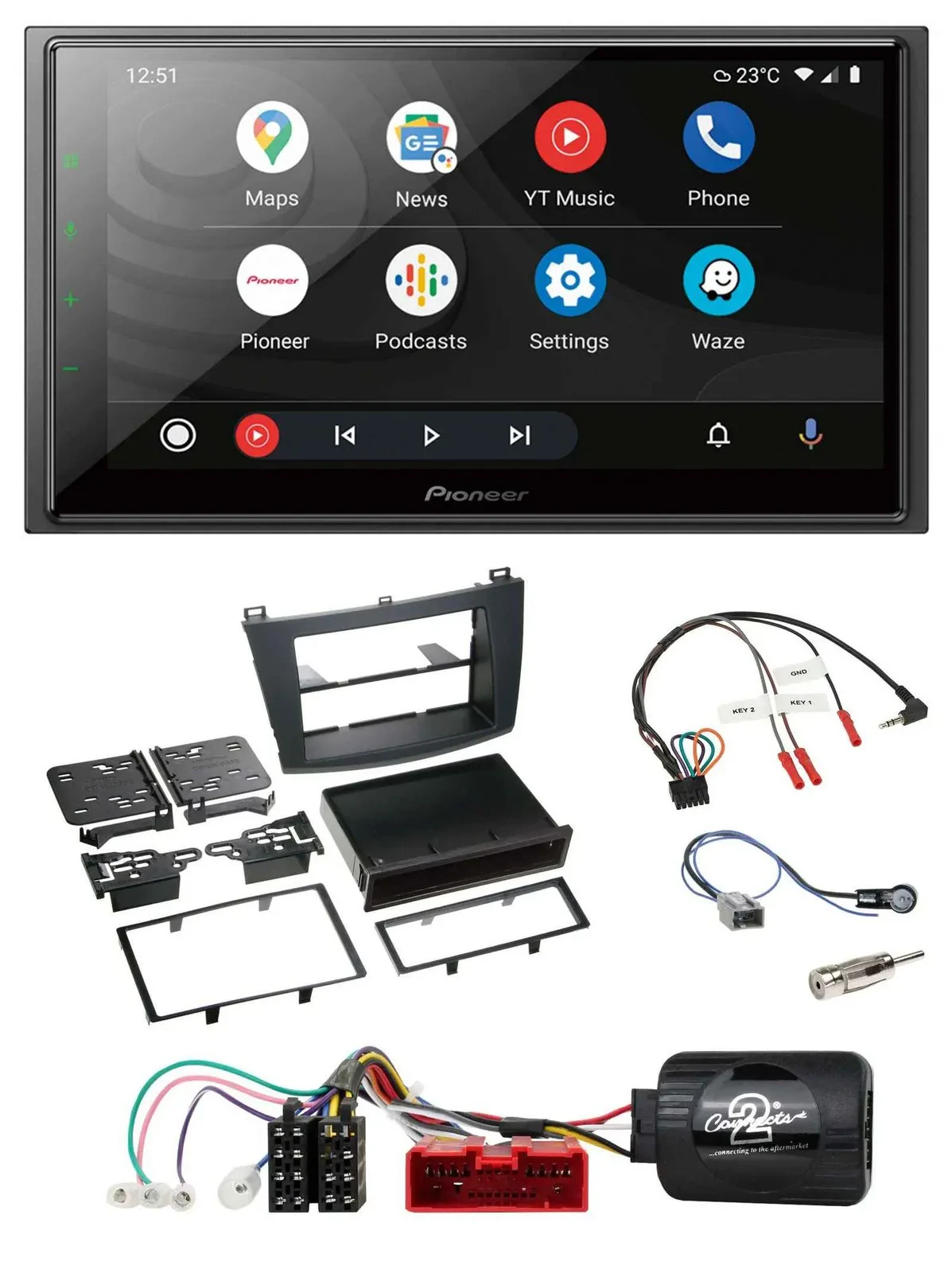 Pioneer USB 2DIN DAB Lenkrad Bluetooth Autoradio für Mazda 3 09-13 analog