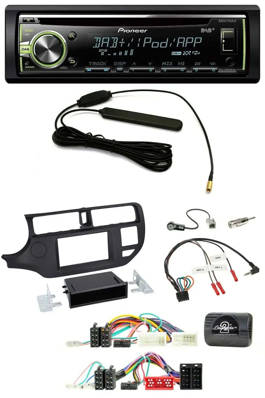 Автомагнитола для Kia Rio UB (2011–2015) Pioneer MP3 USB CD DAB, с управлением с руля, чёрная