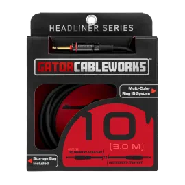 Инструментальный кабель Gator GCWH-INS-10QT Headliner Series Black 3 м