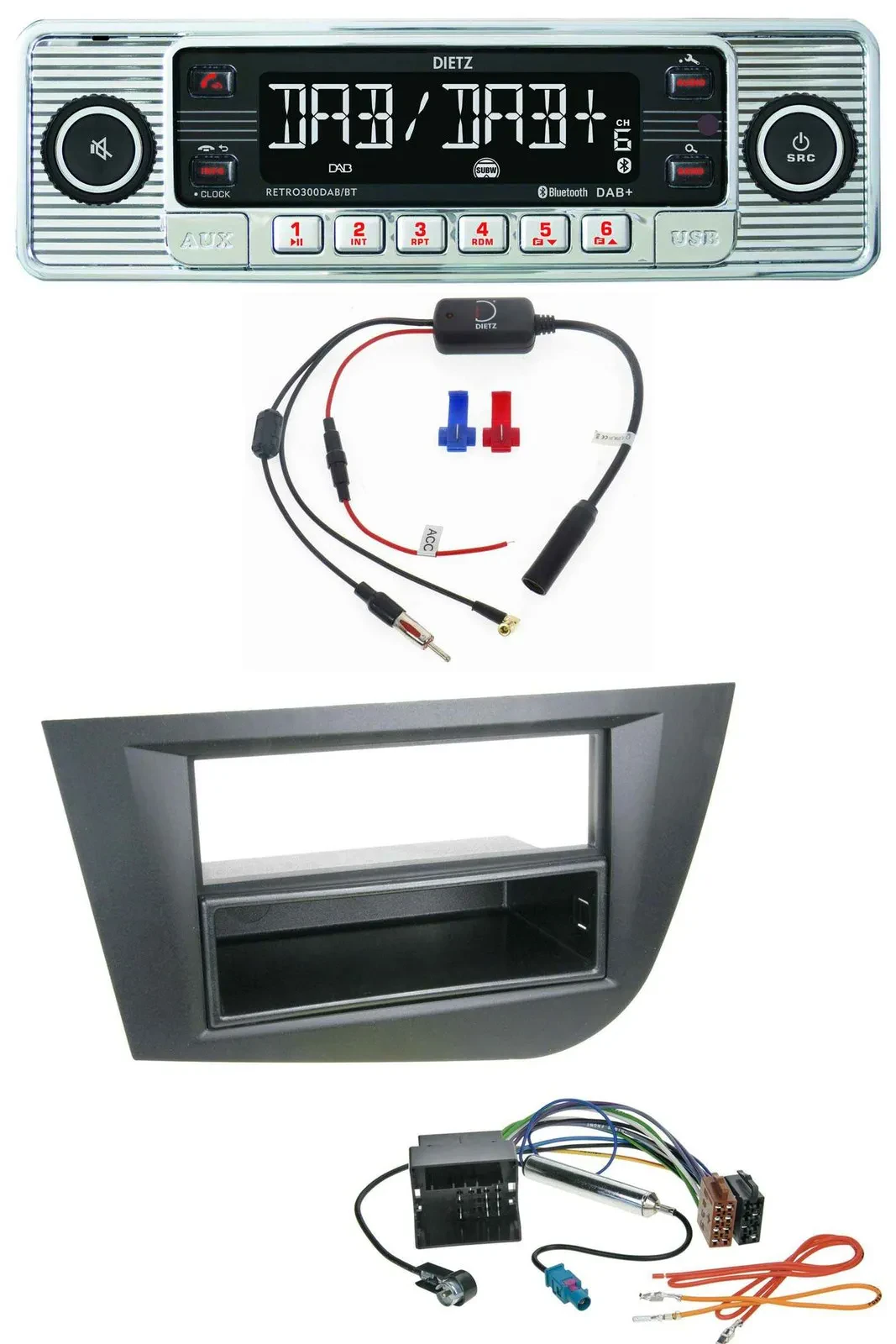 Dietz DAB USB MP3 Bluetooth Autoradio für Seat Leon (ab 05) - schwarz