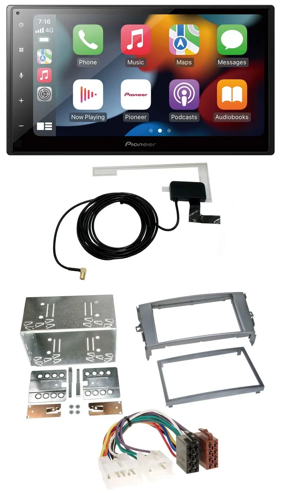 Автомагнитола Pioneer 2-DIN MP3 USB Bluetooth DAB для Toyota Auris (2007–2012), антрацитовый
