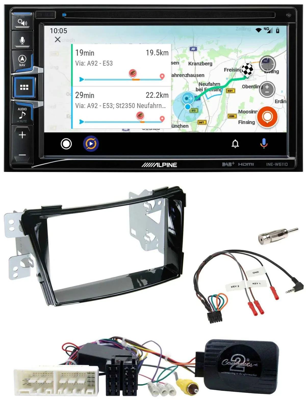 Alpine Bluetooth TMC USB DAB 2DIN Lenkrad Navigation für Hyundai i40 ab 16 VF Kl