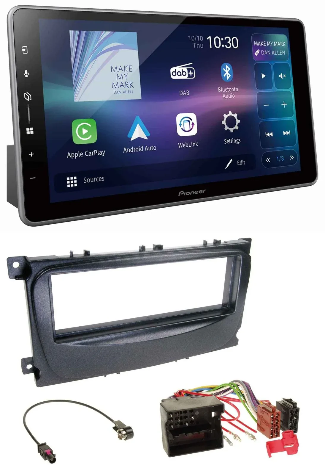 Pioneer Bluetooth USB DAB MP3 Autoradio für Ford Focus C-Max Galaxy ab 2007 schw