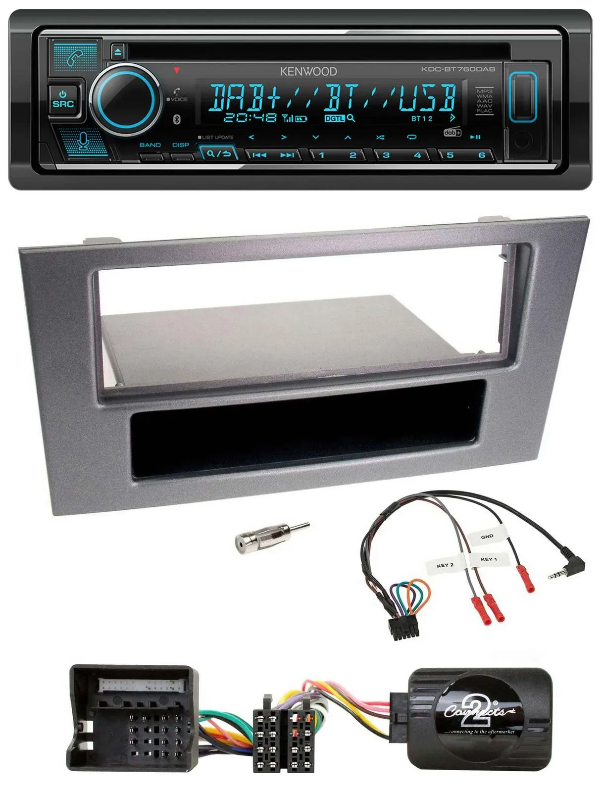 Автомагнитола Kenwood Bluetooth DAB USB CD для Ford Mondeo 2004–2007 антрацит