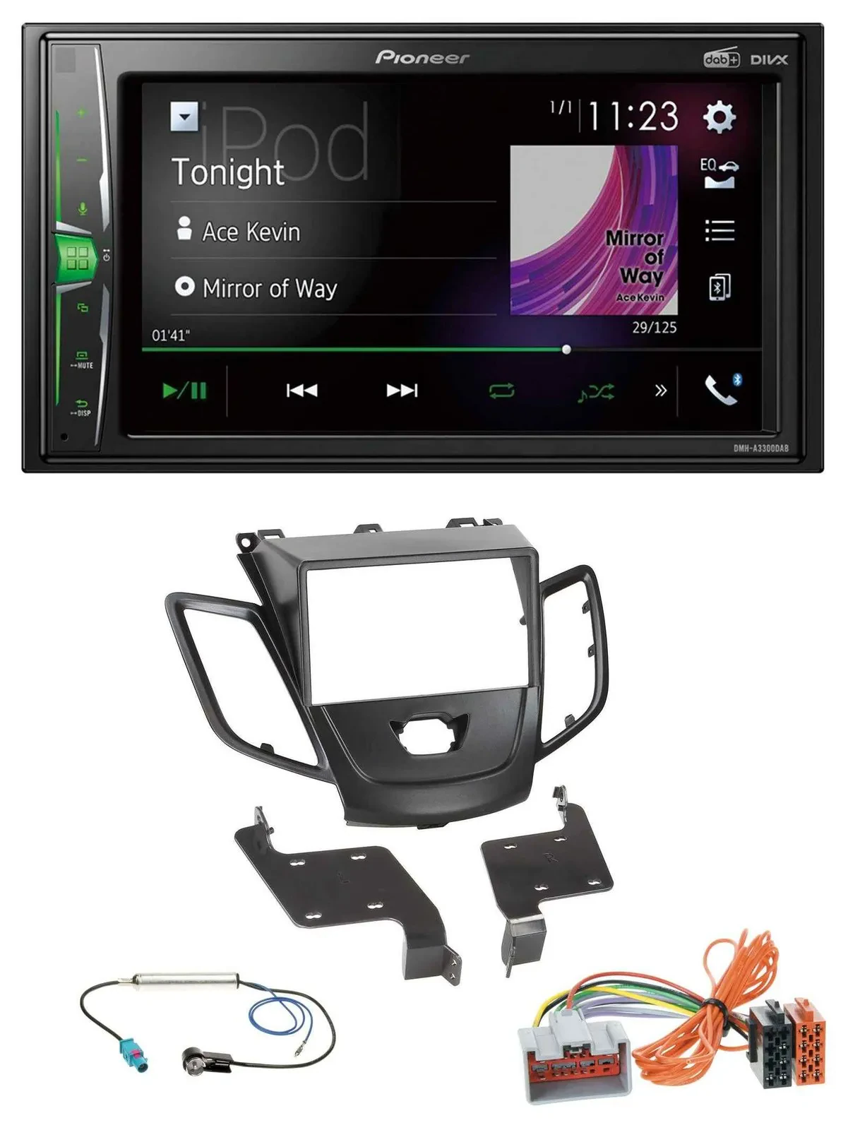 Pioneer 2DIN MP3 DAB USB Bluetooth Autoradio für Ford Fiesta 08-10 schwarz