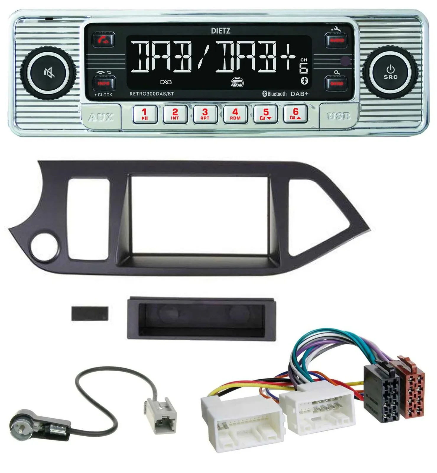 Автомагнитола для Kia Picanto (с 2011, Start-Stop) Dietz Bluetooth MP3 DAB USB