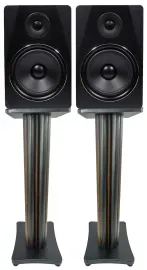 2 Rockville APM8B 8" USB Studio Monitor Speakers+28" Dark Wood Premium Stands