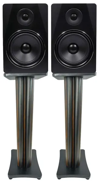 2 Rockville APM8B 8" USB Studio Monitor Speakers+28" Dark Wood Premium Stands