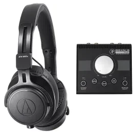 Audio Technica ATH-M60X Studio Headphones+Mackie Big Knob Monitor Controller