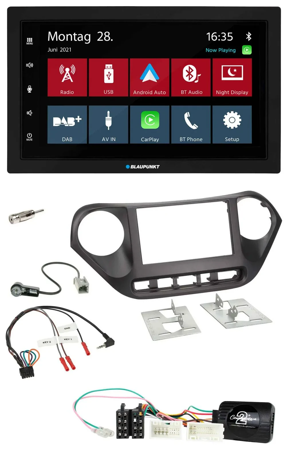 Blaupunkt Lenkrad Bluetooth DAB 2DIN USB Autoradio für Hyundai i10 ab 2014