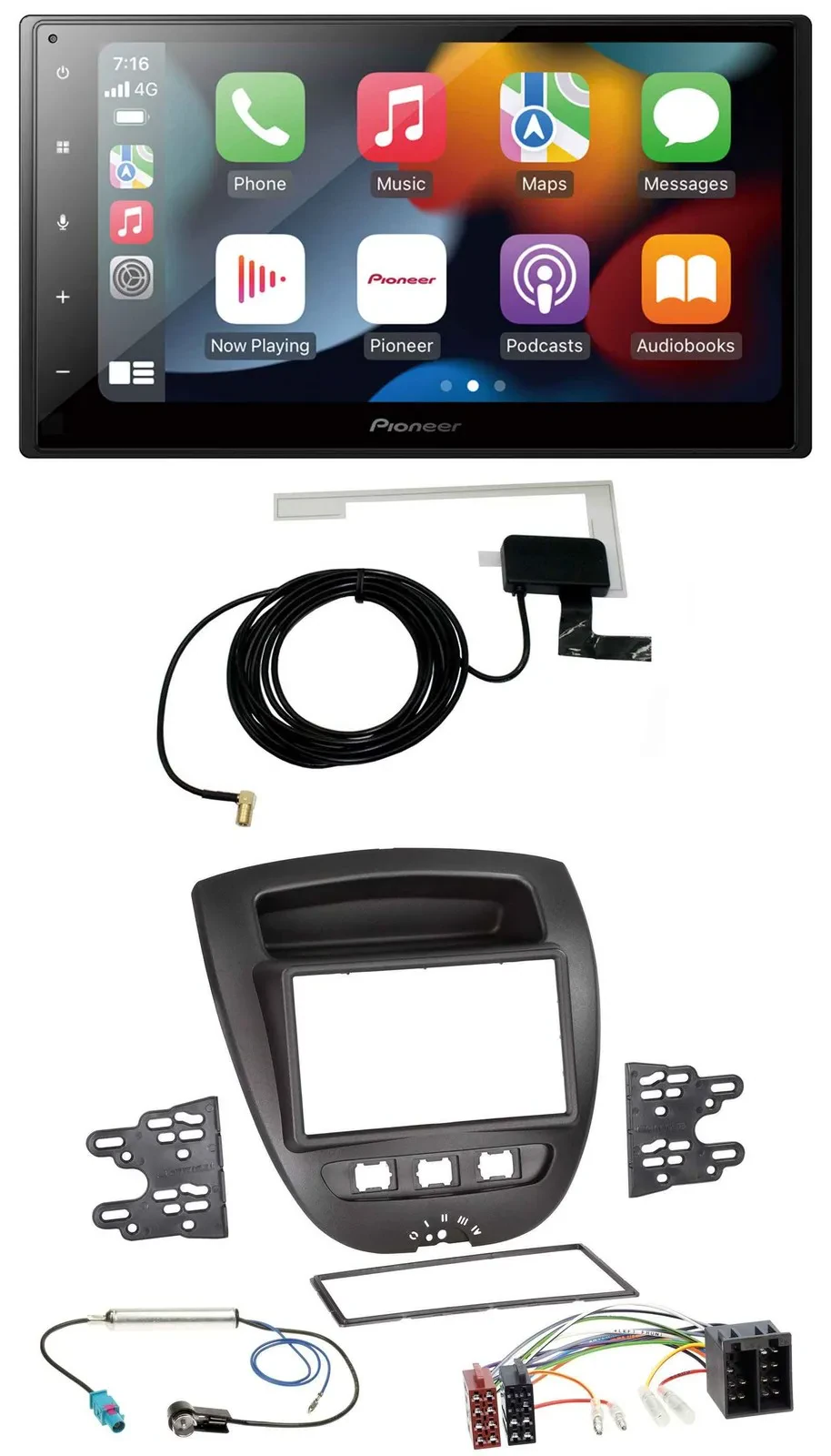 Pioneer MP3 USB Bluetooth DAB 2DIN Autoradio für Toyota Aygo Peugeot 107 Citroen