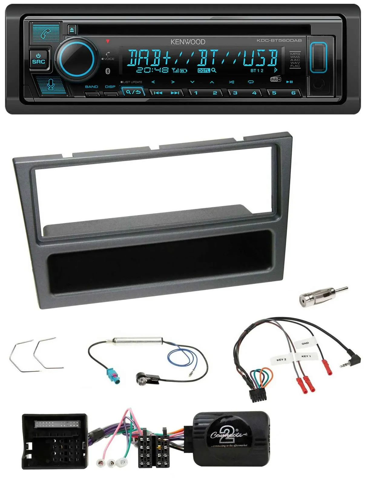 Kenwood Bluetooth DAB CD Lenkrad USB Autoradio für Opel Corsa C Meriva Vectra C