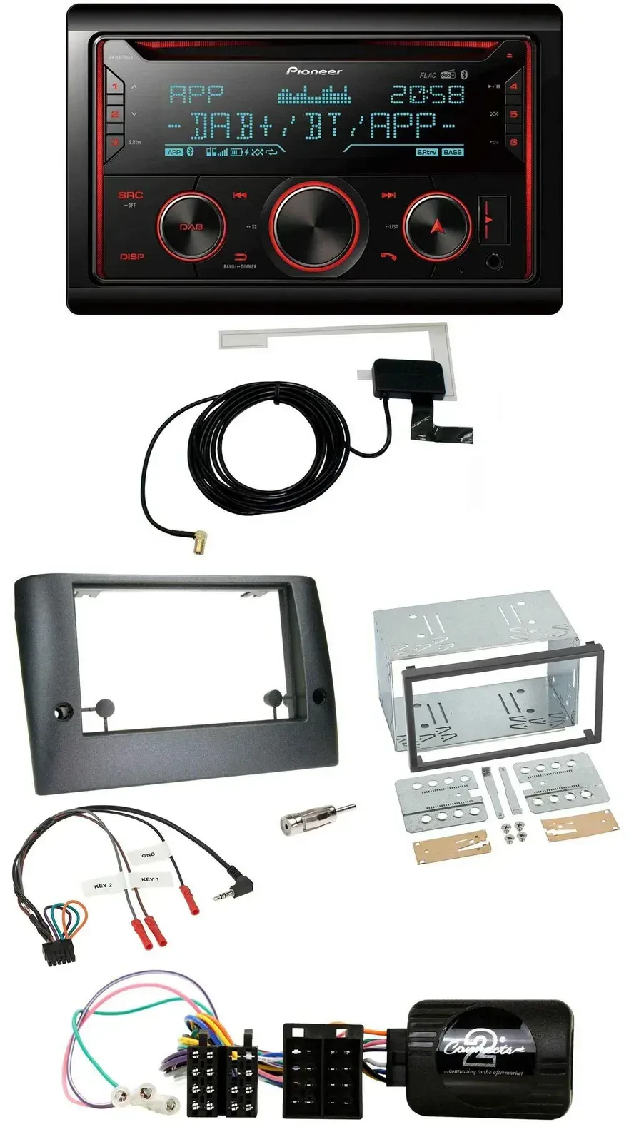 Автомагнитола Pioneer 2-DIN, DAB, USB, CD, Bluetooth, для Fiat Stilo 2005–2007, поддержка кнопок на руле