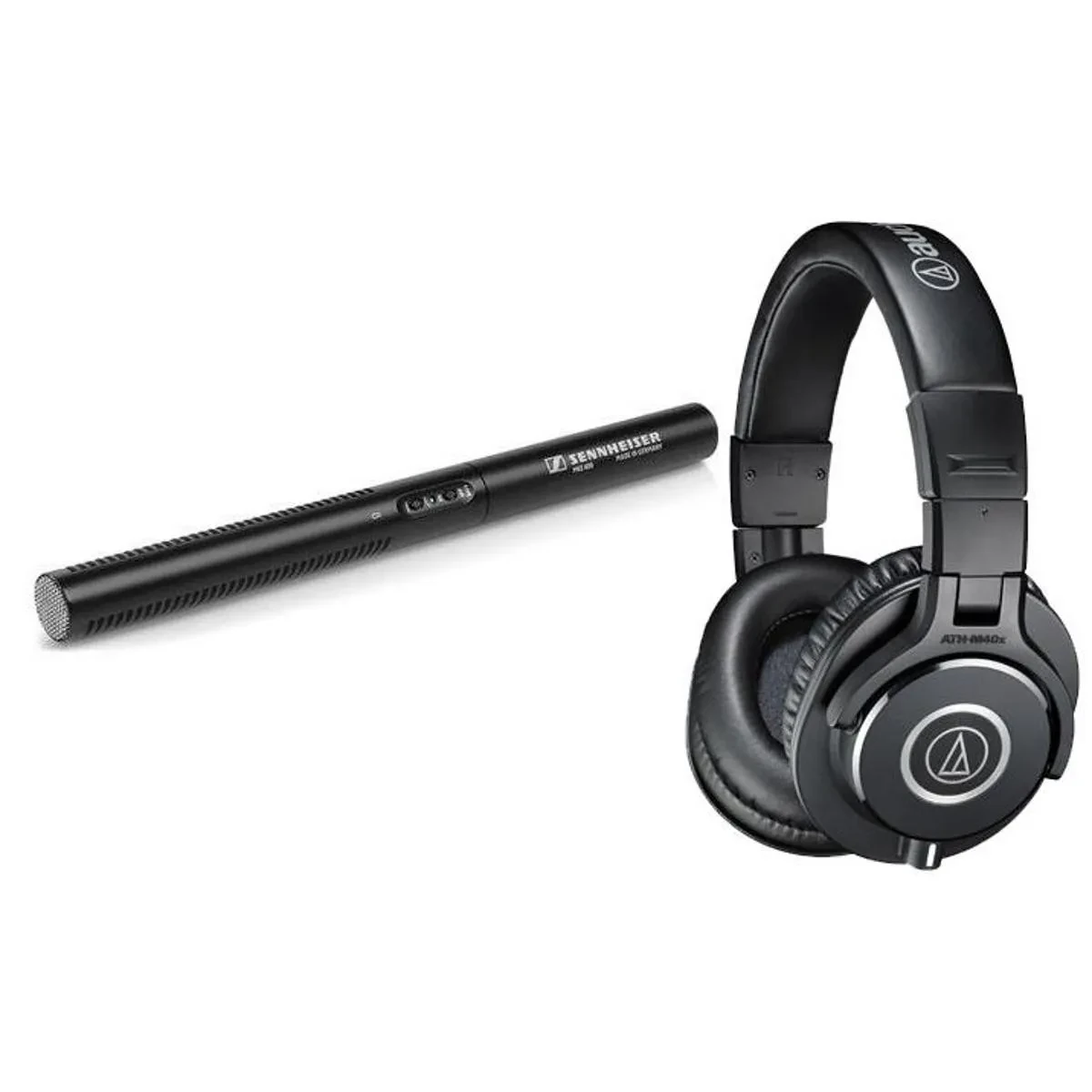 Sennheiser MKE 600 Shotgun Microphone with Audio Technica M40x Pro Monitor Headp