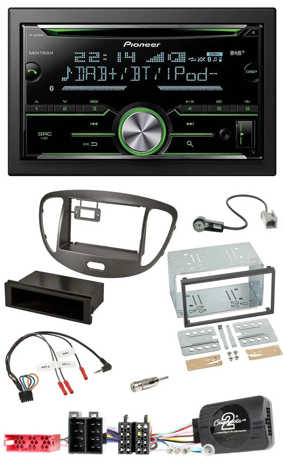 Pioneer Bluetooth Lenkrad DAB 2DIN USB CD Autoradio für Hyundai i10 2009-13 dunk