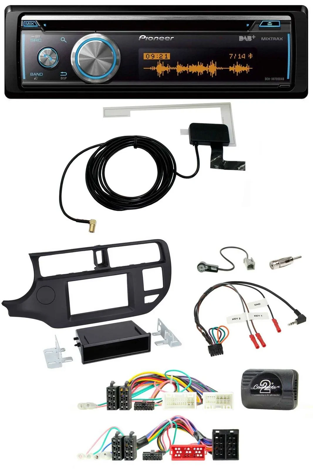 Автомагнитола для Kia Rio UB (2011–2015) Pioneer Bluetooth DAB USB CD, черная