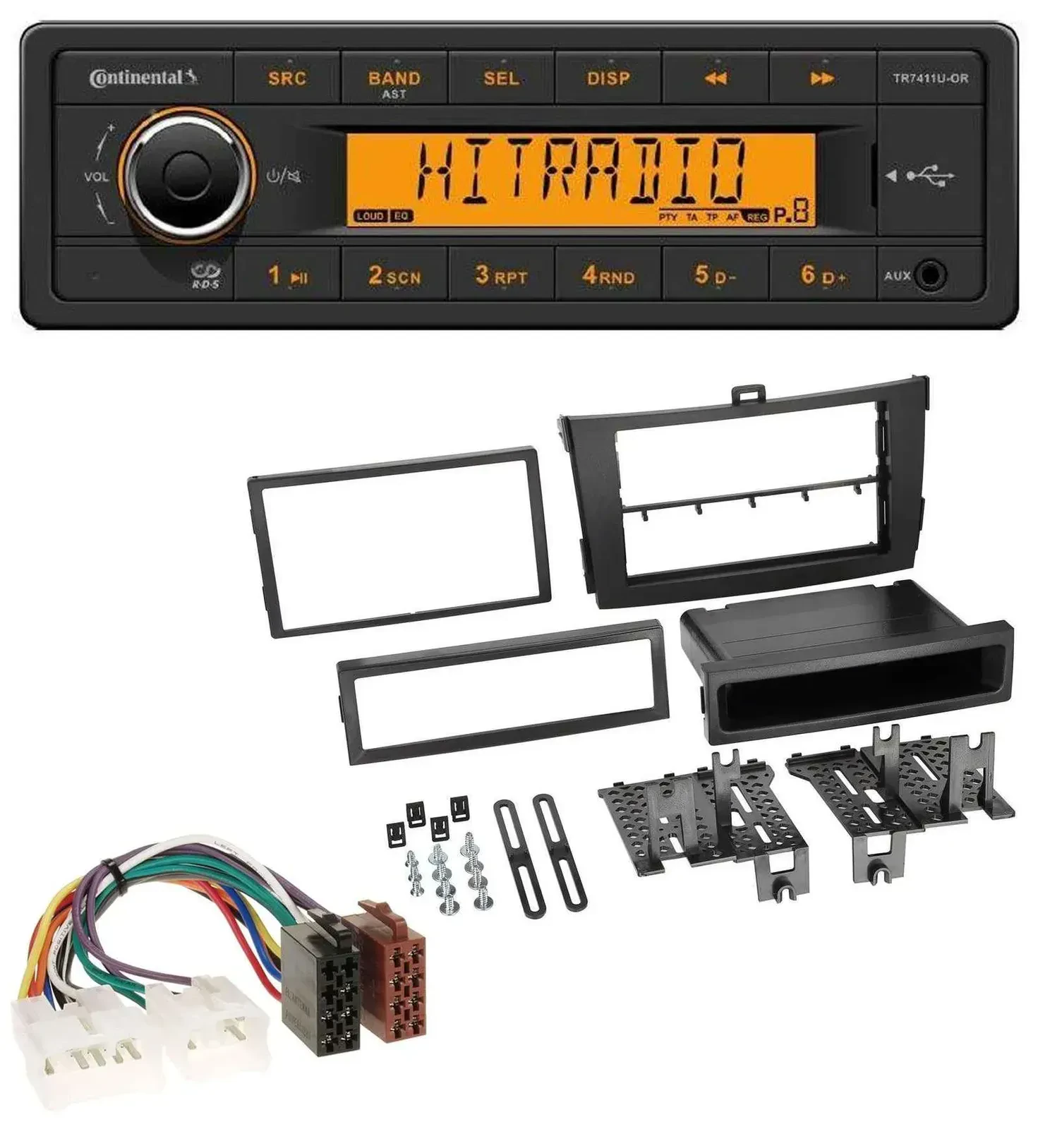 Continental 1DIN USB AUX MP3 Autoradio für Toyota Corolla ab 2009 schwarz