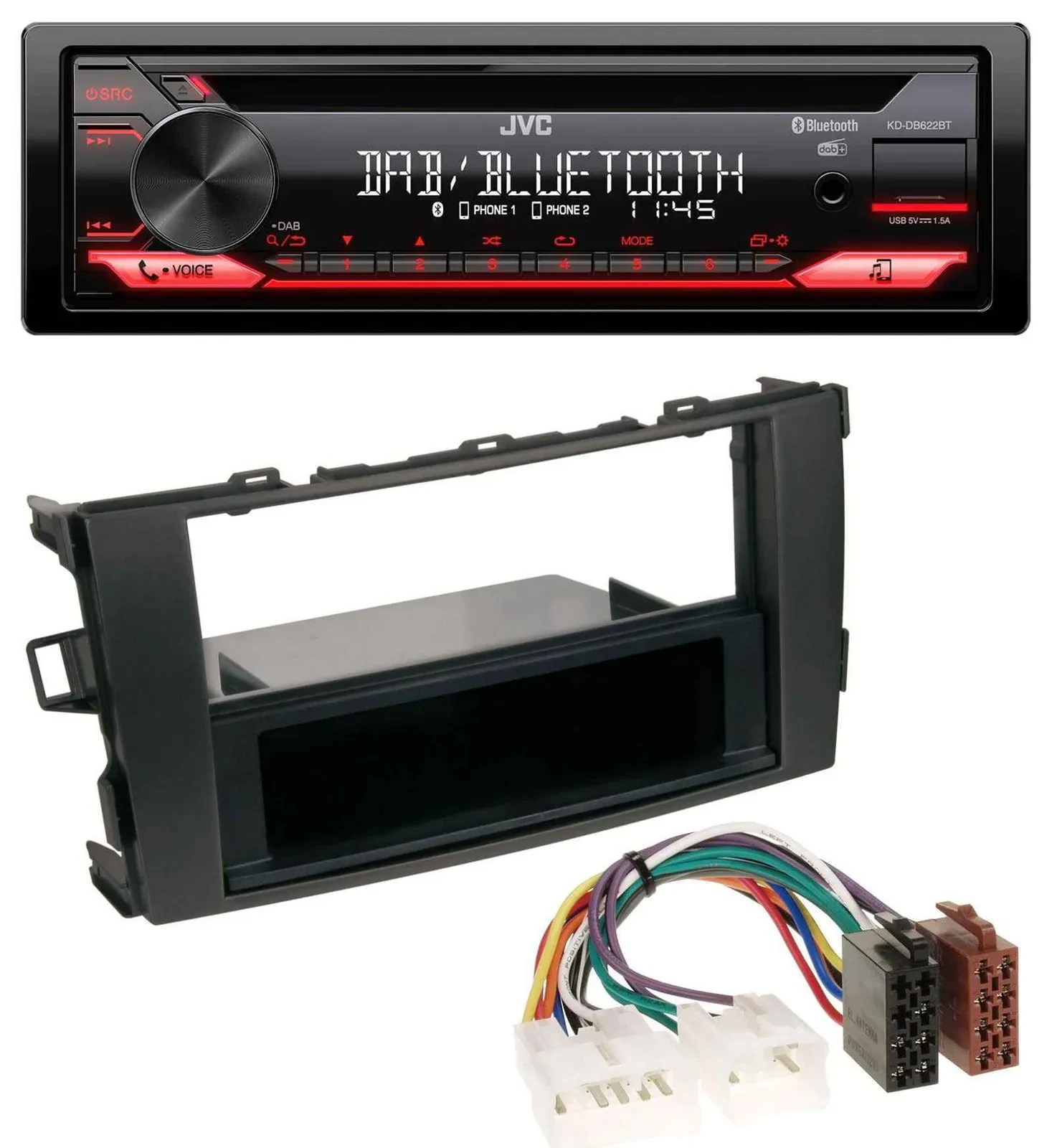 JVC CD DAB USB Bluetooth MP3 Autoradio für Toyota Auris (ab 2007)