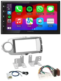 Автомагнитола Kenwood 2-DIN DAB Bluetooth USB для Toyota Yaris 2011–2014 серебристая