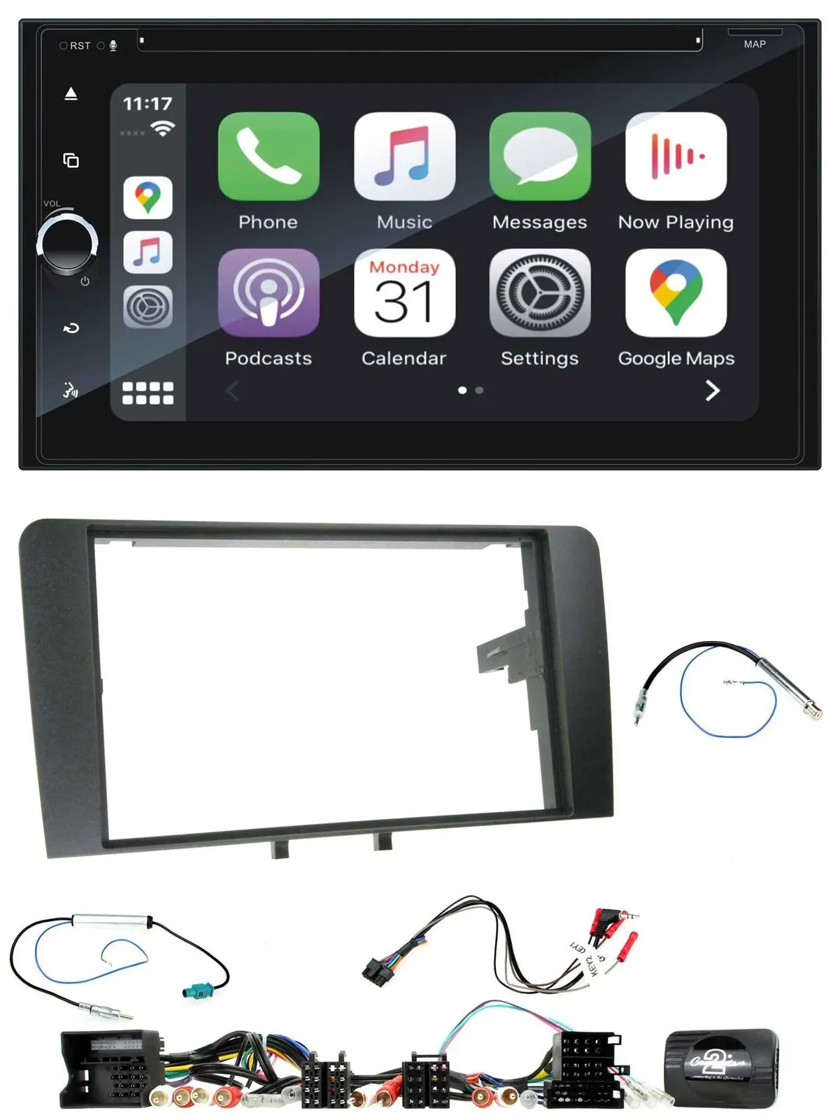 Blaupunkt DAB Lenkrad TMC Bluetooth USB 2DIN Navigation für Audi A3 8P 2003-2012