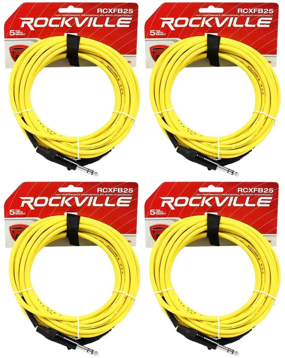 Коммутационный кабель Rockville RCXFB25Y Yellow 7.6 м (4 штуки)