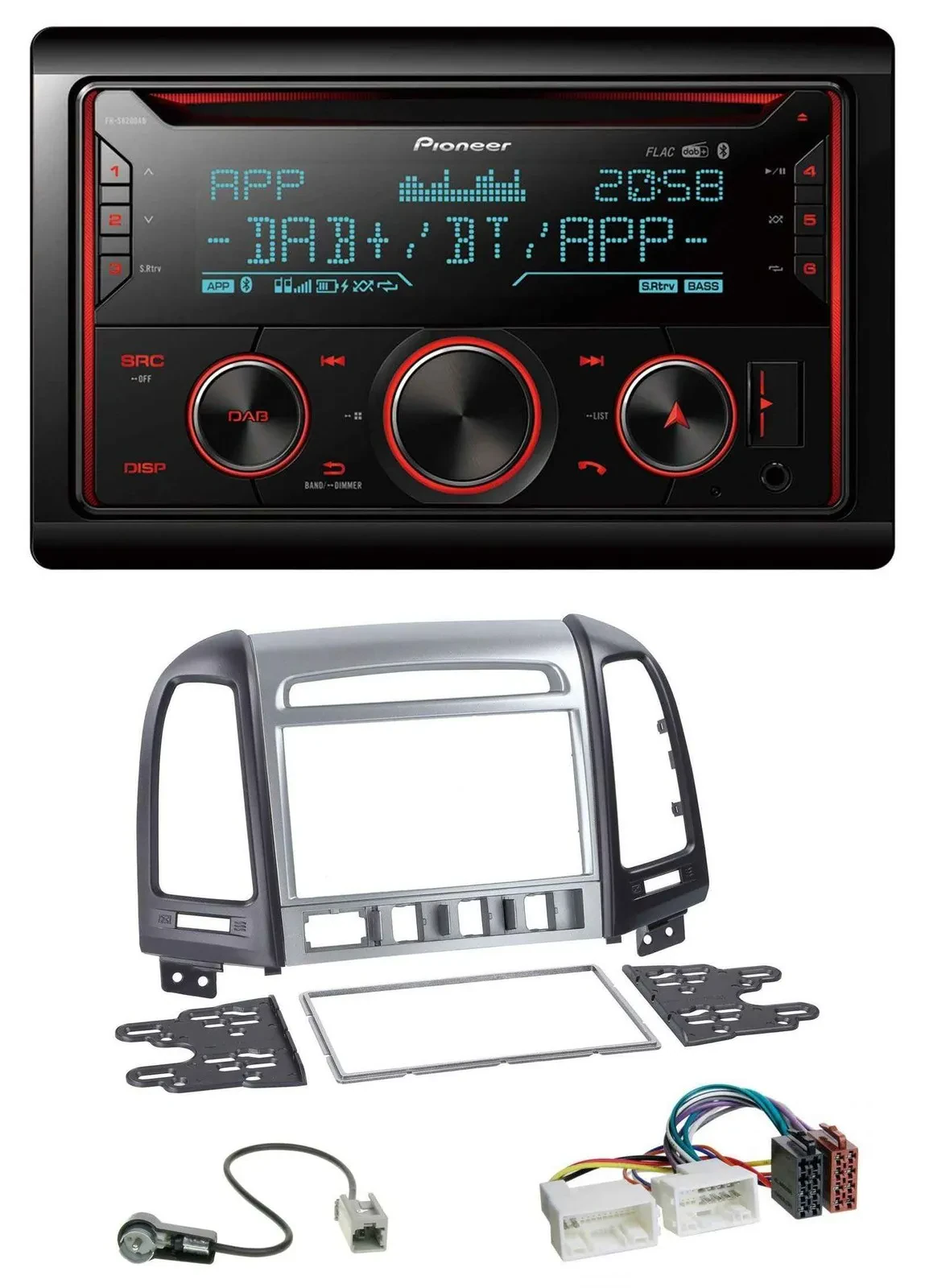 Pioneer 2DIN DAB MP3 Bluetooth USB CD Autoradio für Hyundai Santa Fe 4 Schalter