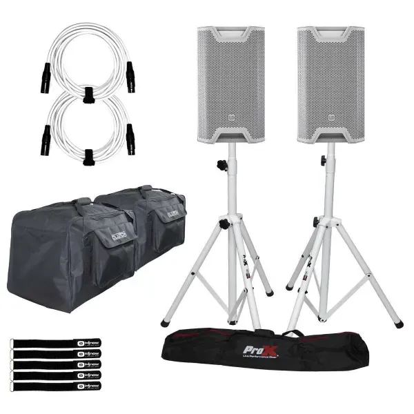 LD Systems LDS-ICOA12ABTW White Powered Active DJ PA Loudspeakers Pair w Stands