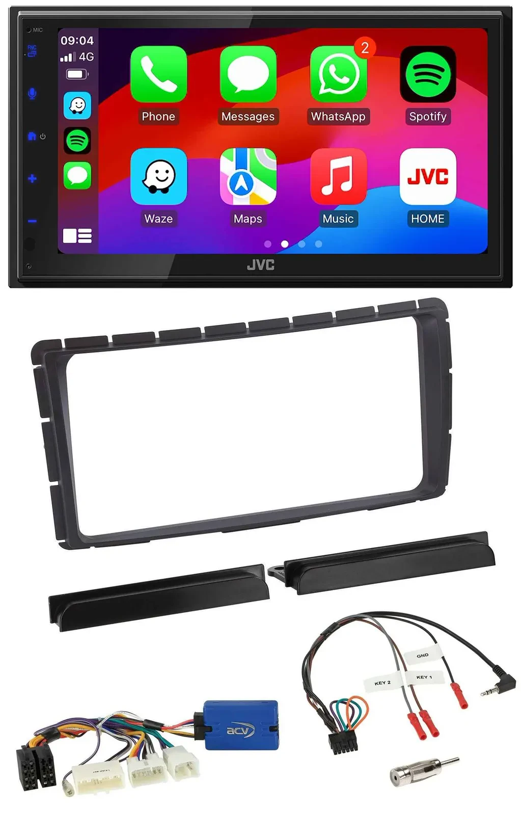 Автомагнитола JVC 2DIN Bluetooth USB DAB для Toyota Hilux (с 2011), 28-pin