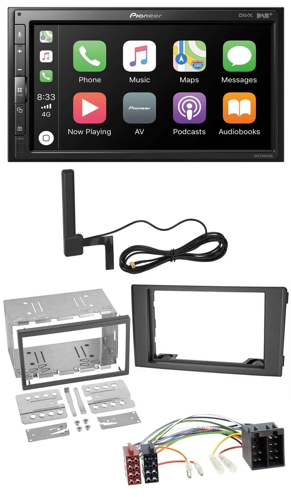 Автомагнитола Pioneer 2-DIN, USB, Bluetooth, DAB, MP3, для Iveco Daily 2006–2014, черный