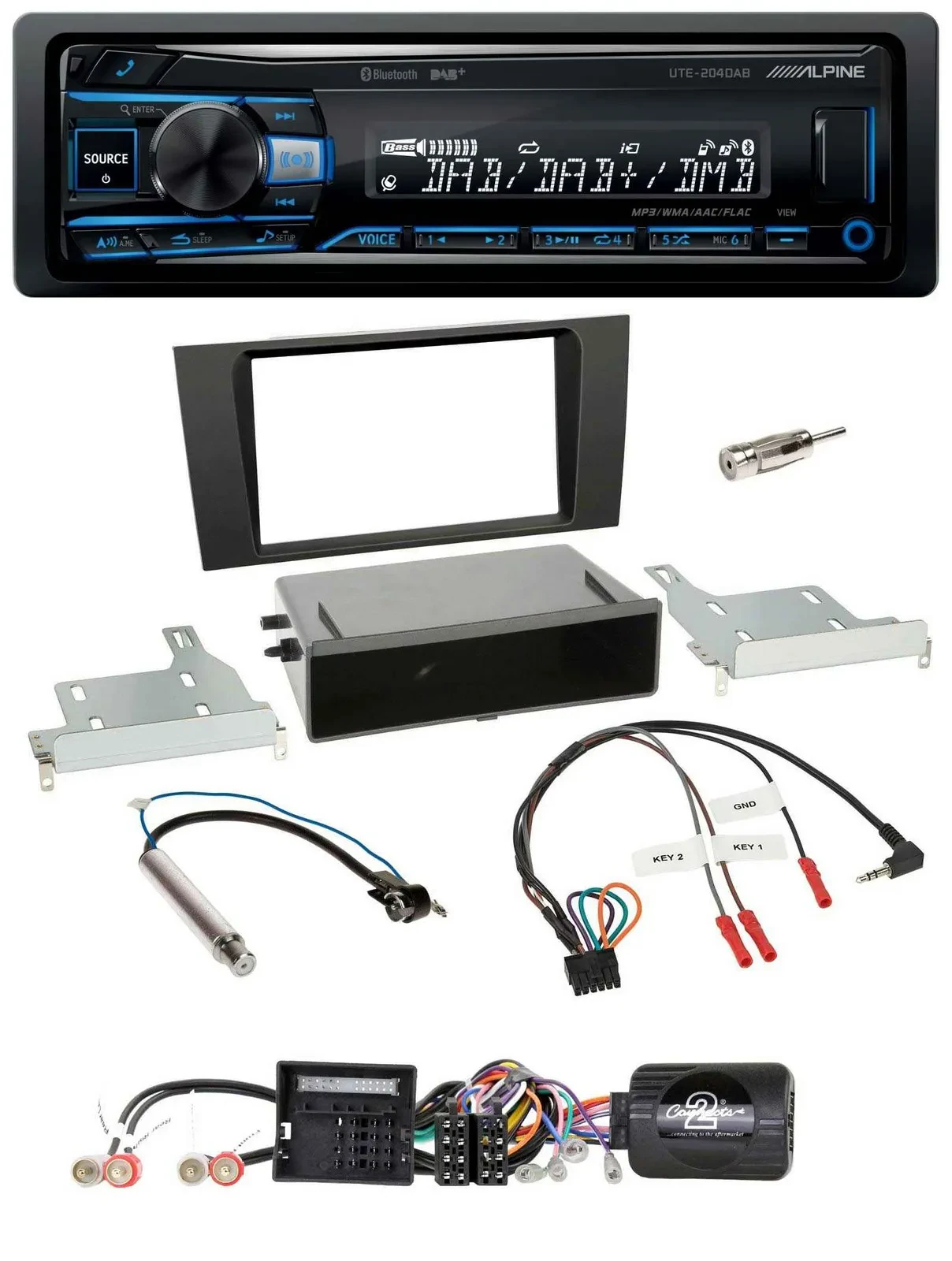 Автомагнитола для Audi A4 (2000-2001) Alpine USB, Bluetooth, DAB, поддержка управления на руле