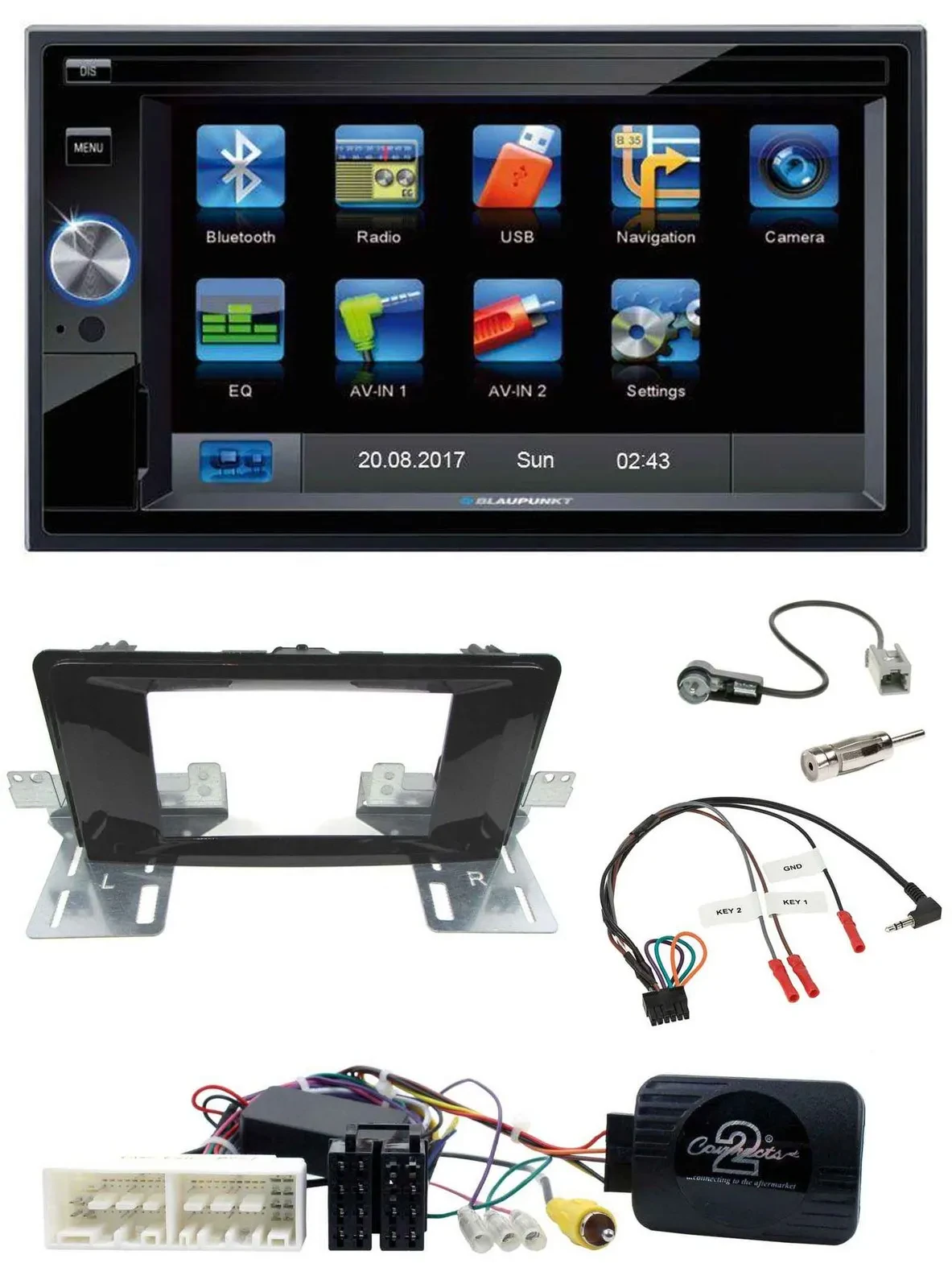 Blaupunkt 2DIN Bluetooth TMC USB Lenkrad SD Navigation für Hyundai H 350 ab 2016