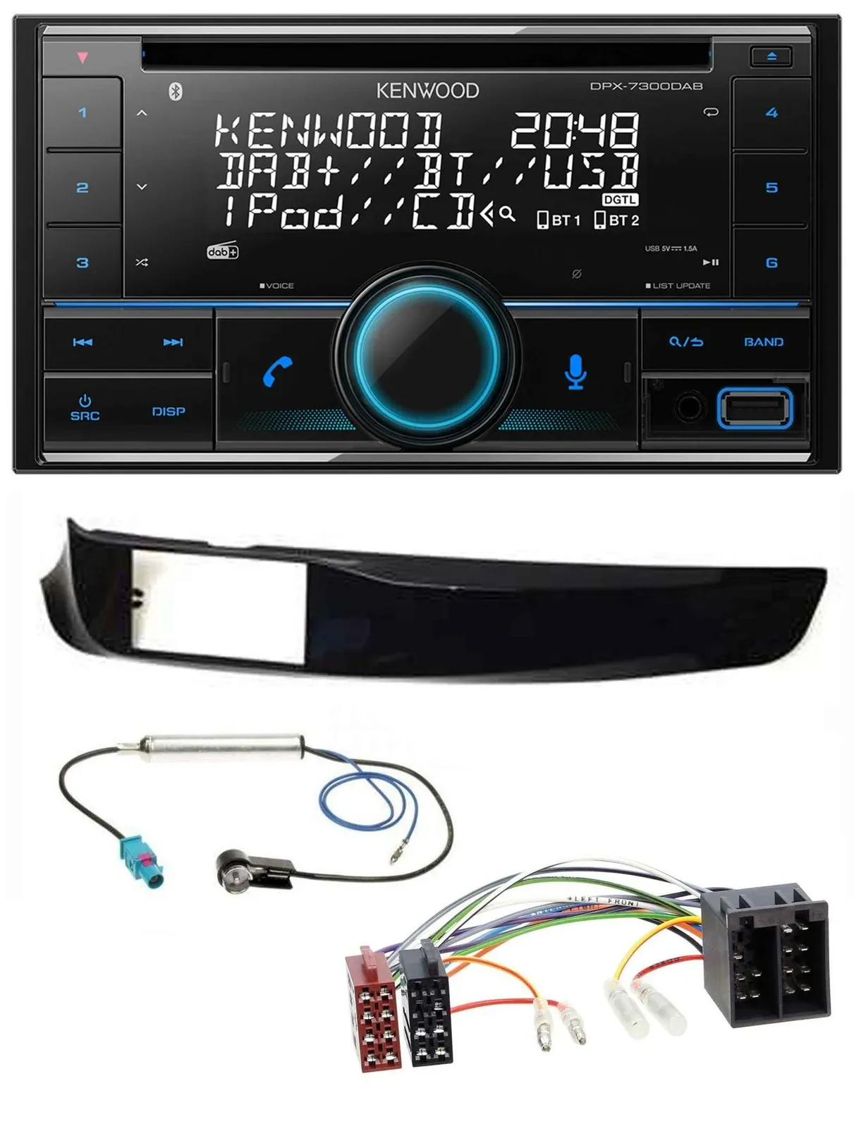 Kenwood CD 2DIN DAB USB MP3 Bluetooth Autoradio für Alfa Giulietta schwarz glänz