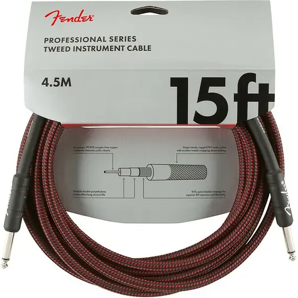 Инструментальный кабель Fender Professional Series Straight to Straight Instrument Cable 15 ft. Red