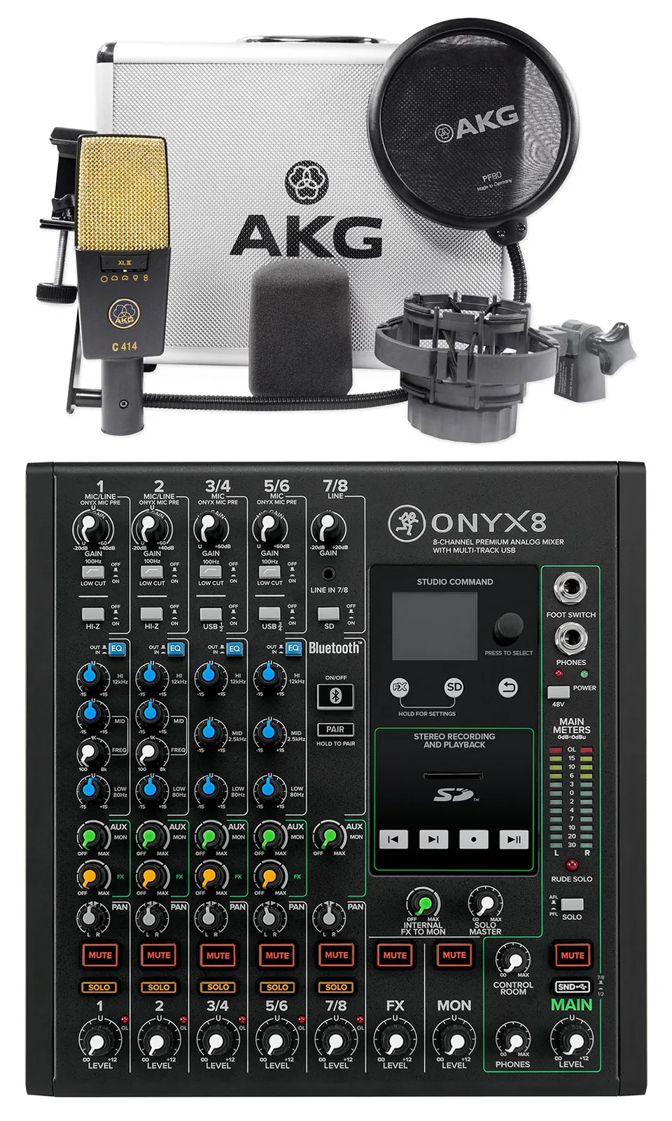 Микрофон конденсаторный для студии AKG C414 XLII многодиаграммный (набор) с микшером