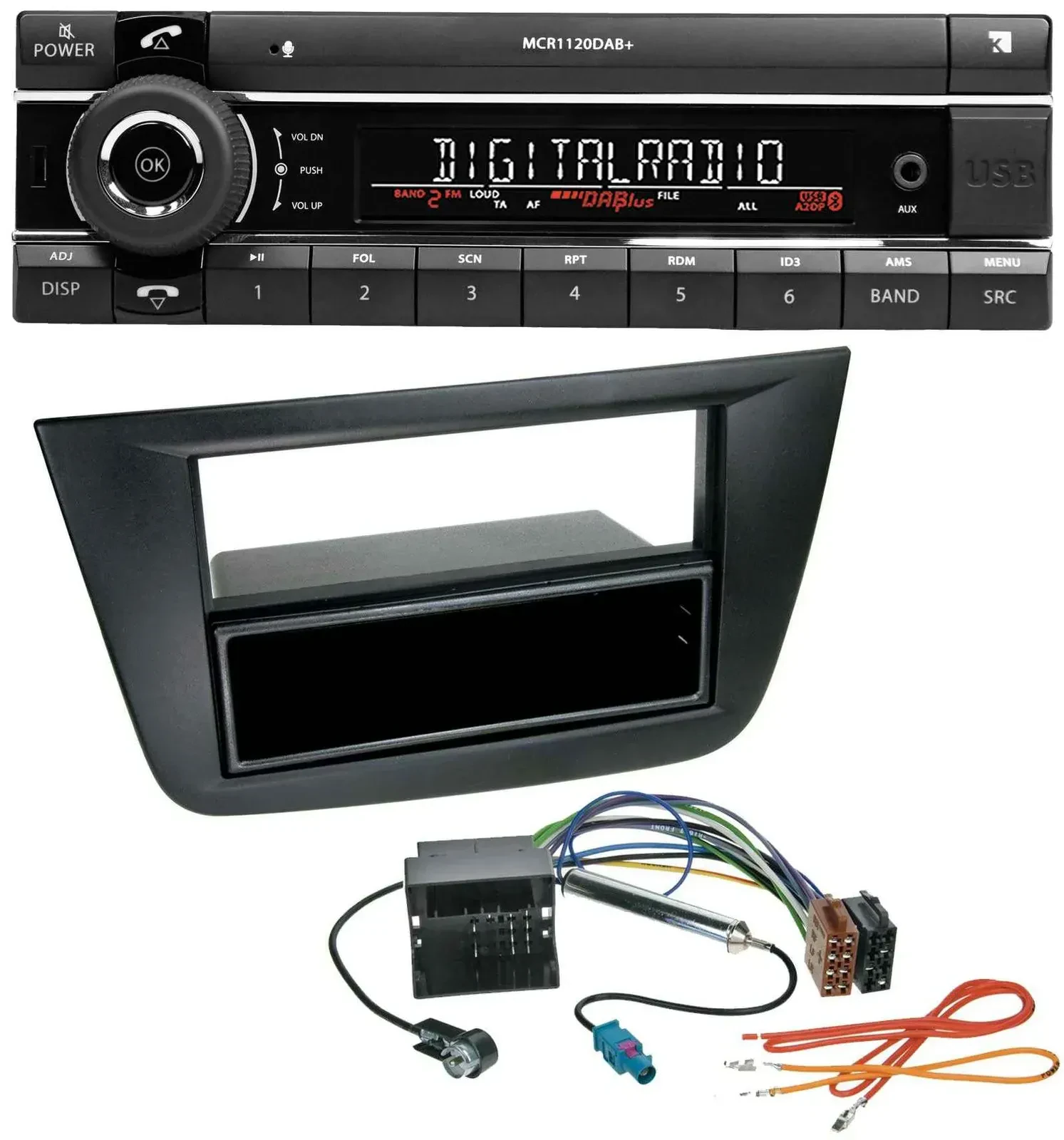 Kienzle Bluetooth MP3 USB DAB Autoradio für Seat Toledo Altea ab 05 schwarz