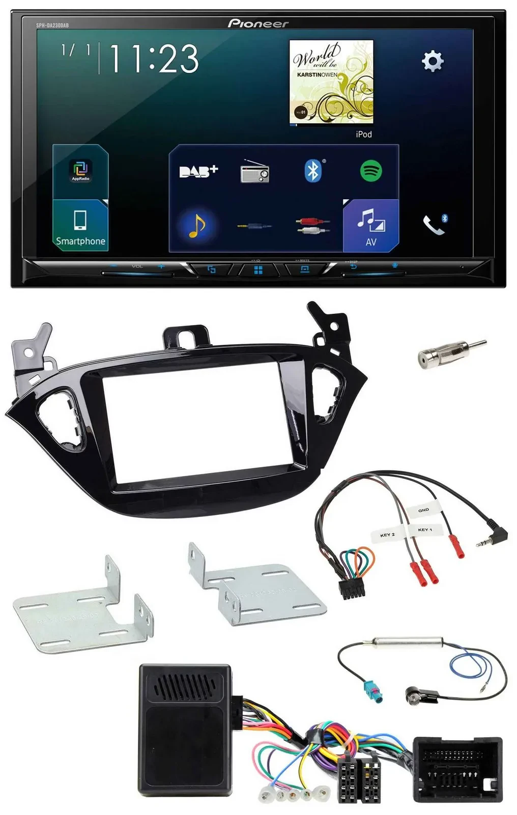 Pioneer Lenkrad Bluetooth USB 2DIN DAB Autoradio für Opel Adam ab 2013 Corsa E