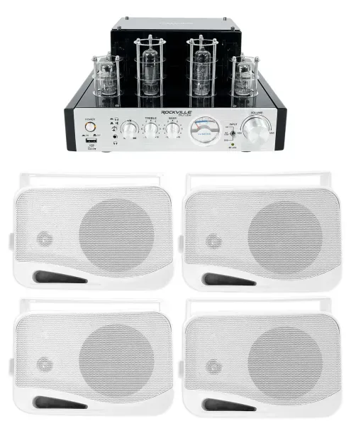 Rockville BluTube Tube Amplifier/Home Theater Bluetooth Receiver+(4) 4" Speakers